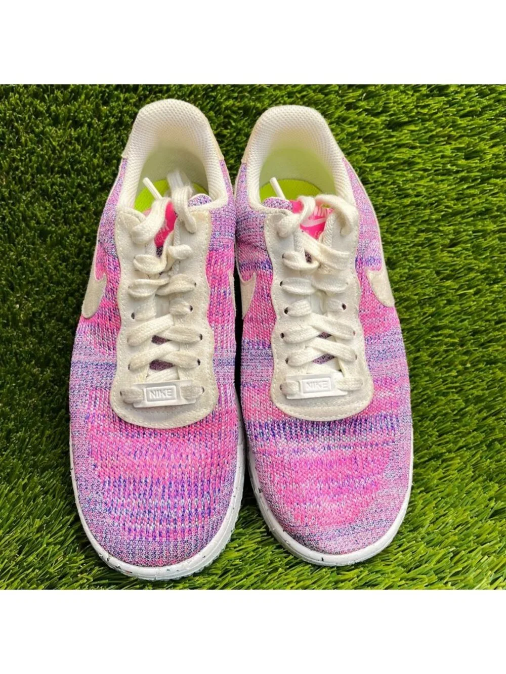 Nike Air Force 1 Crater Flyknit Womens Size 7 Pink Beige Athletic Shoes Sneakers